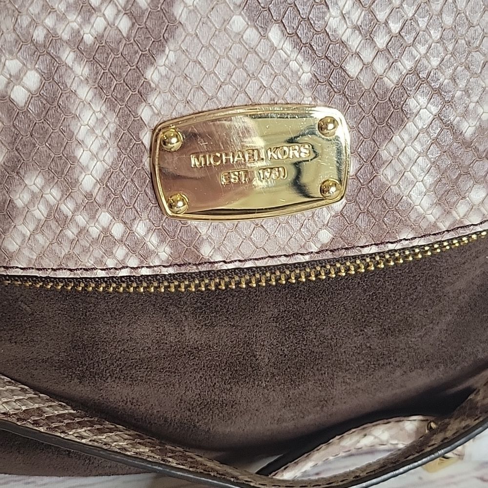 Michael Michael Kors Brown Suede And Python Embos… - image 2